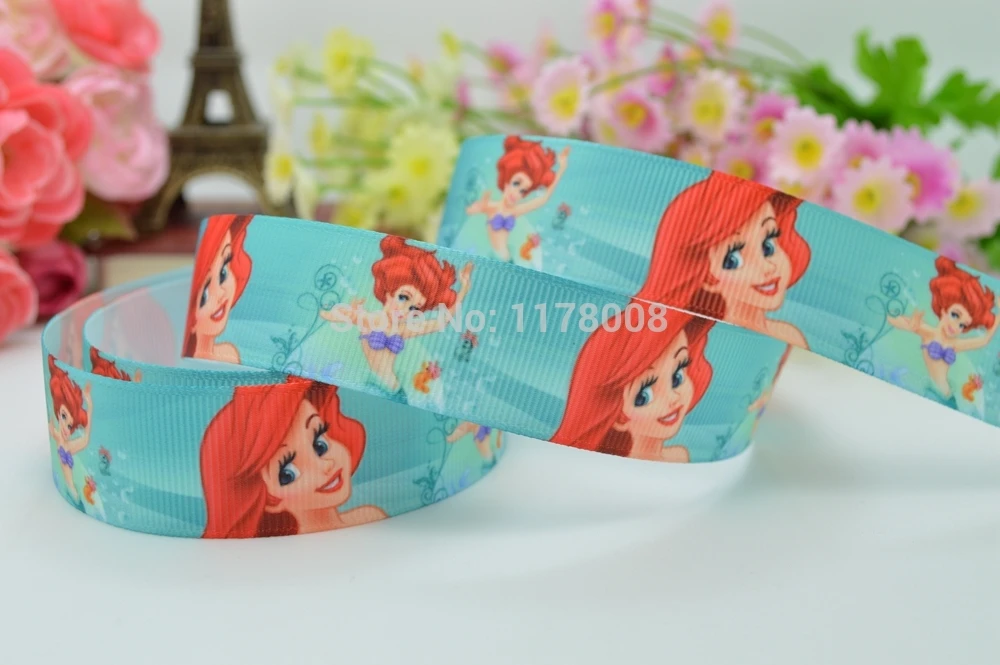 7/" 22 мм Ariel dazzles принцесса печатная корсажная лента бант для волос DIY Ручная работа 50YD