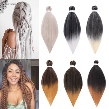 

XUANGUANG 26 Inches 100g Straight Synthetic Hair Extension Pre Stretched Crochet Jumbo Braids 31 Colors