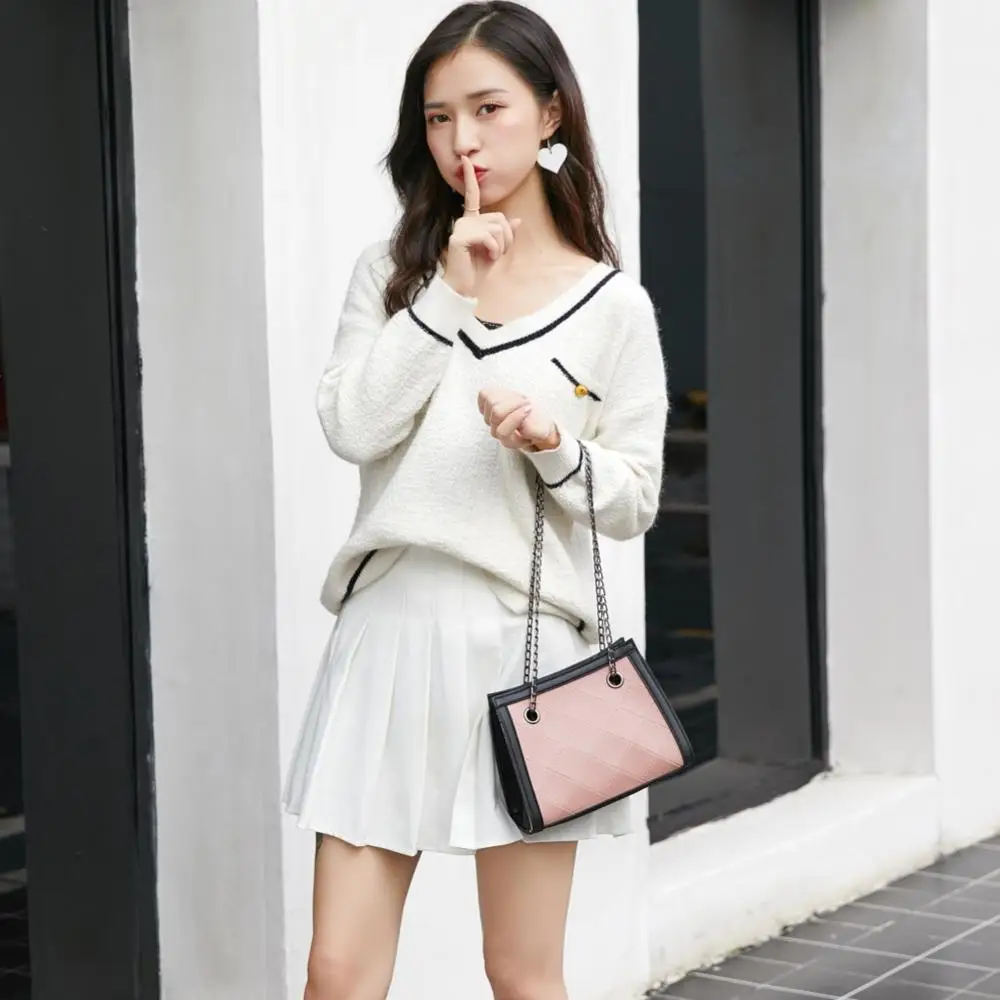 

Tiger Chain Small Square Bag New Stitching Color Crossbody Shoulder Bag