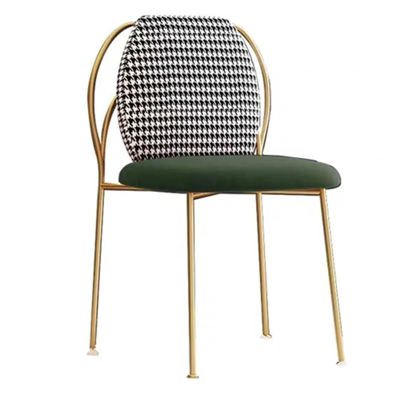 Light Luxury Home Dining Chair Modern Personality Houndstooth Girl Bedroom Dressing Makeup Chair Kitchen Furniture Dining Chairs