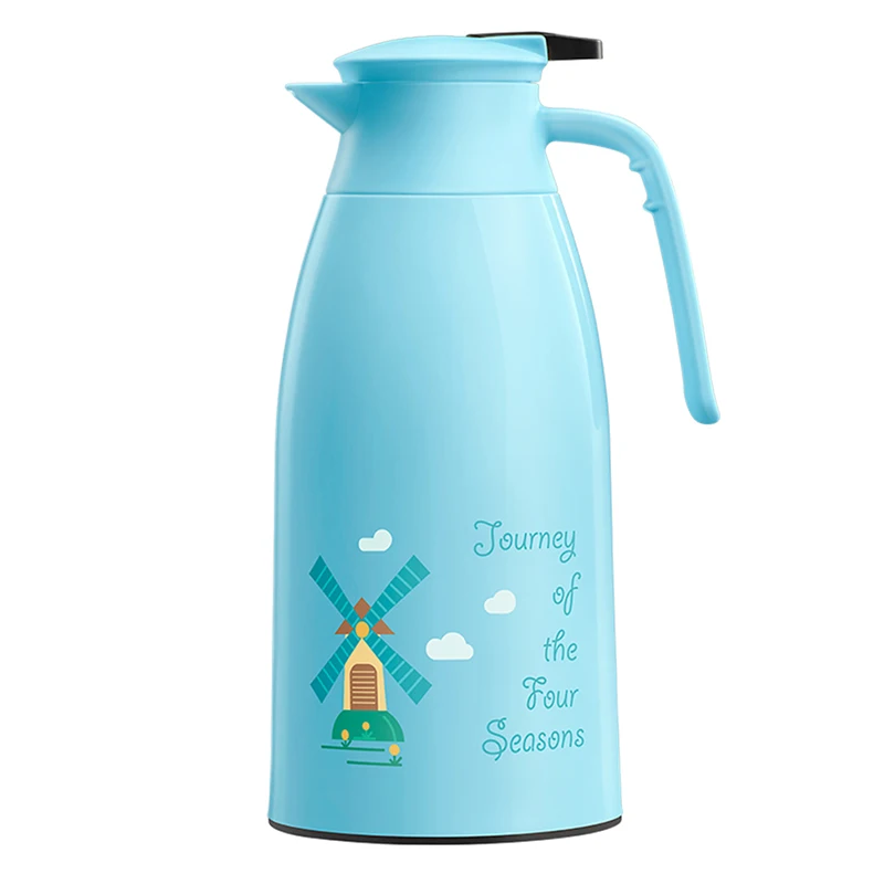 Household Bar Large 1.9L Hot Water Insulation Kettle Cartoon Glass Liner Vacuum Flask Thermos Coffee Long-term Thermal Bottle