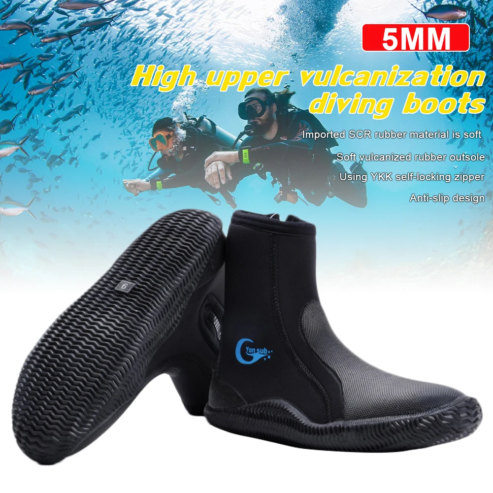 Bottes De Plongée En Néoprène 5 Mm - Fermeture Zip étanche, Semelle Antidérapante - Pour Snorkeling, Surf, Kayak...