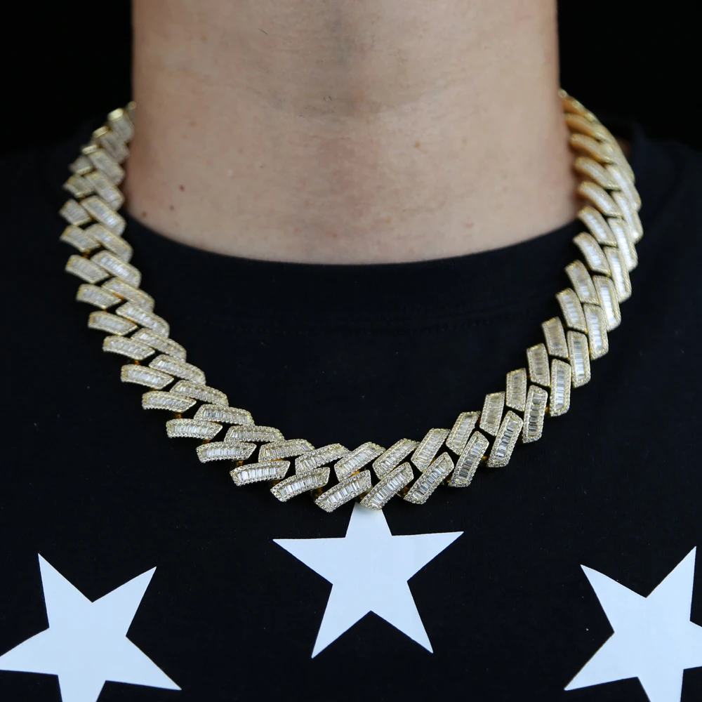 Glitter Iced Out Chain Necklace 【19mm】 18kgp Iced Out Prong Chain Necklace 【19mm】 | Glitter