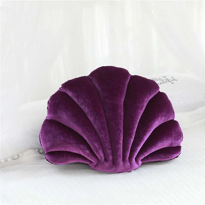dark purple Подушка для сиденья в виде морской раковины, Детская плюшевая кукла, подарок на день рождения, украшение на спинку стула, подушка для дивана - Цвет: dark purple