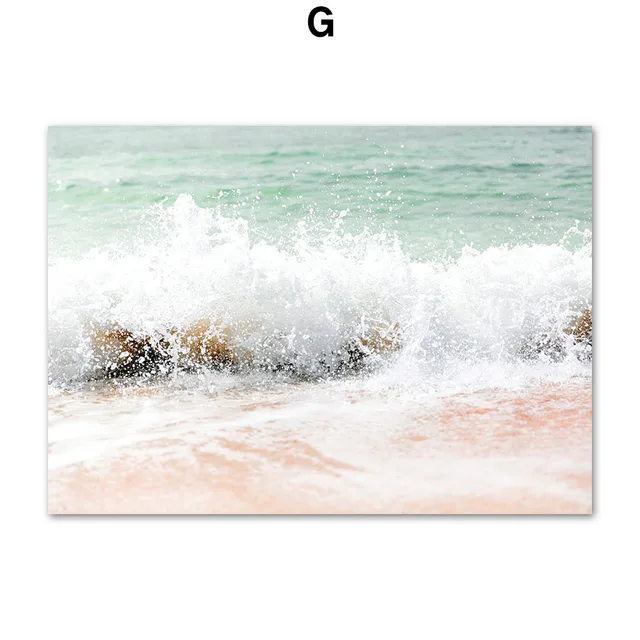 Pink Beach Sea Waves Flamingo Flower Car Wall Art Canvas Painting Nordic Posters And Prints Wall Pictures For Living Room Decor G