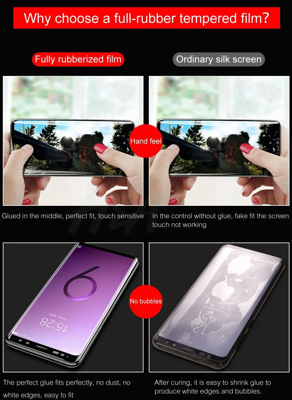 6D изогнутое полное покрытие экрана протектор для samsung Galaxy S9 S8 Plus Note 9 8 закаленное стекло на S9Plus S8Plus стеклянная пленка