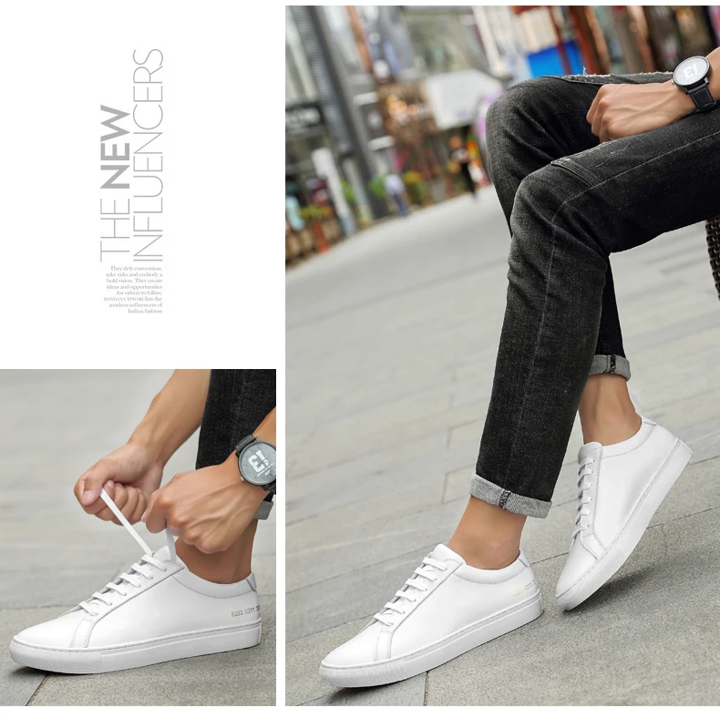 Мужская обувь; высококачественная повседневная обувь из натуральной кожи; классическая белая обувь; нескользящие кроссовки; размеры 38-44