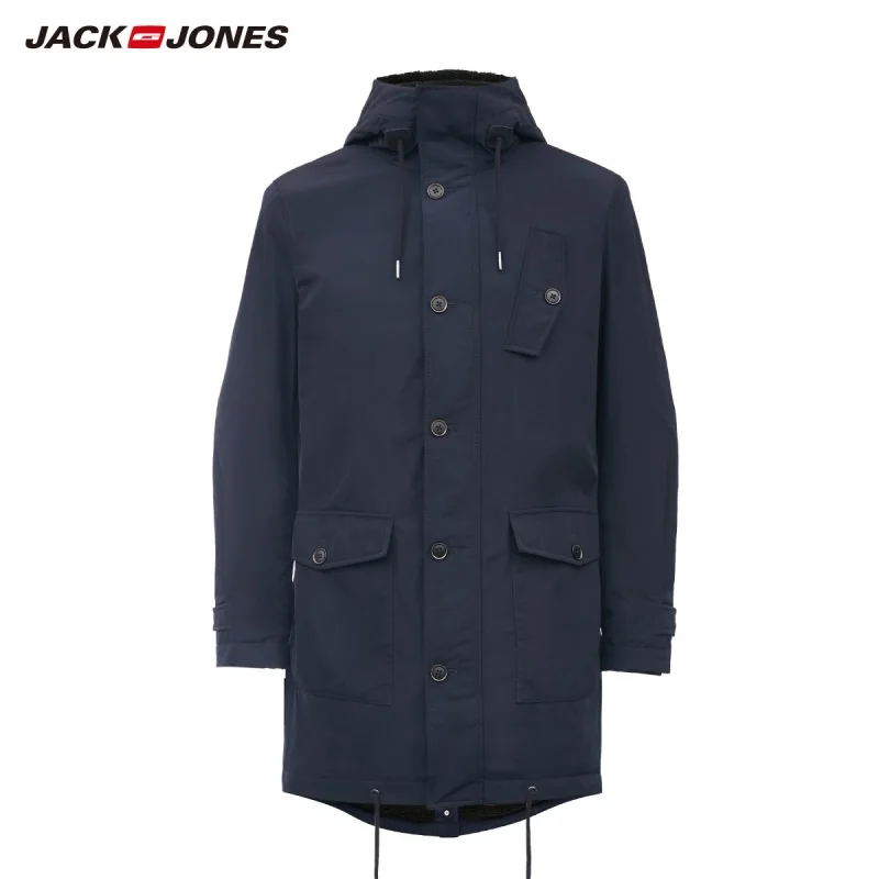 JackJones Мужская парка пальто комфорт флисовая подкладка Длинная Куртка мужская одежда 219309502