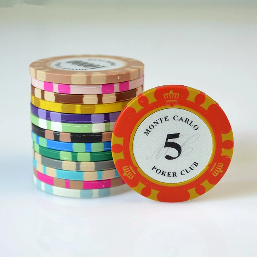 10PCS-SET-14g-Multi-colors-Casino-Baccarat-Crown-Monte-Carlo-Design-Clay-Poker-Chip-Inner-Metal