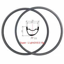 SUPER LIGHT 310g clincher tubeless 29er MTB XC 30mm x 22mm carbon rims asymmetric offset 2.6mm Disc cross country mountain bike