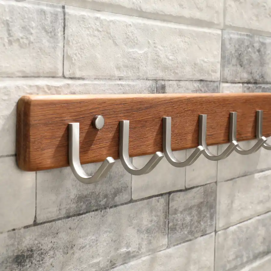 wooden stainless steel towel clothes hook bathroom door holder