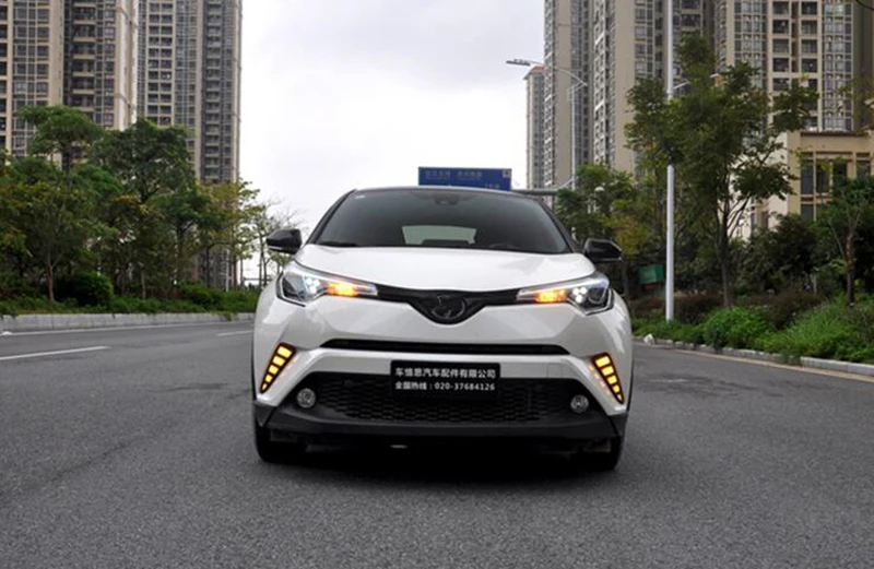 Автомобильный мигающий светодиодный DRL дневные ходовые огни для Toyota C-HR CHR с желтой поворотной сигнальной лампой
