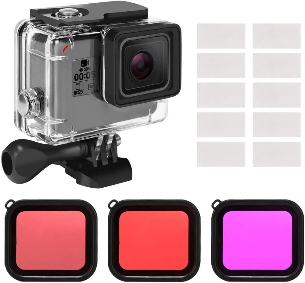 Housing Case Filter Kit For Gopro Hero 7 Hero 6 Hero 5 Black Waterproof Case Diving Protective Housing Shell 3 Pack Filter Sports Camcorder Cases Aliexpress