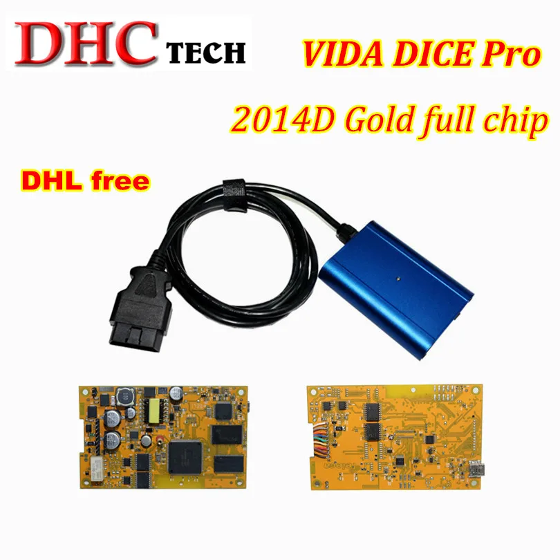 DHL бесплатно Vida Dice Pro 2014D золотой полный чип Поддержка мульти-язык для Vo-l-vo Dice Pro+ Vida Dice полнофункциональный диагностический инструмент