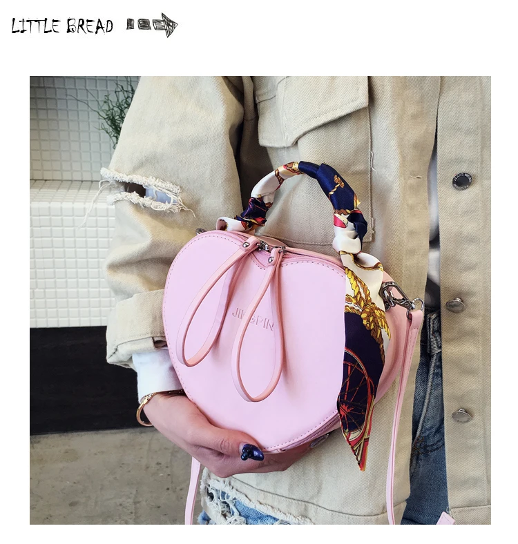 Модная Новая женская квадратная сумка-тоут, сумки, Индивидуальная сумка с сердцем персика, новая модная шелковая сумка