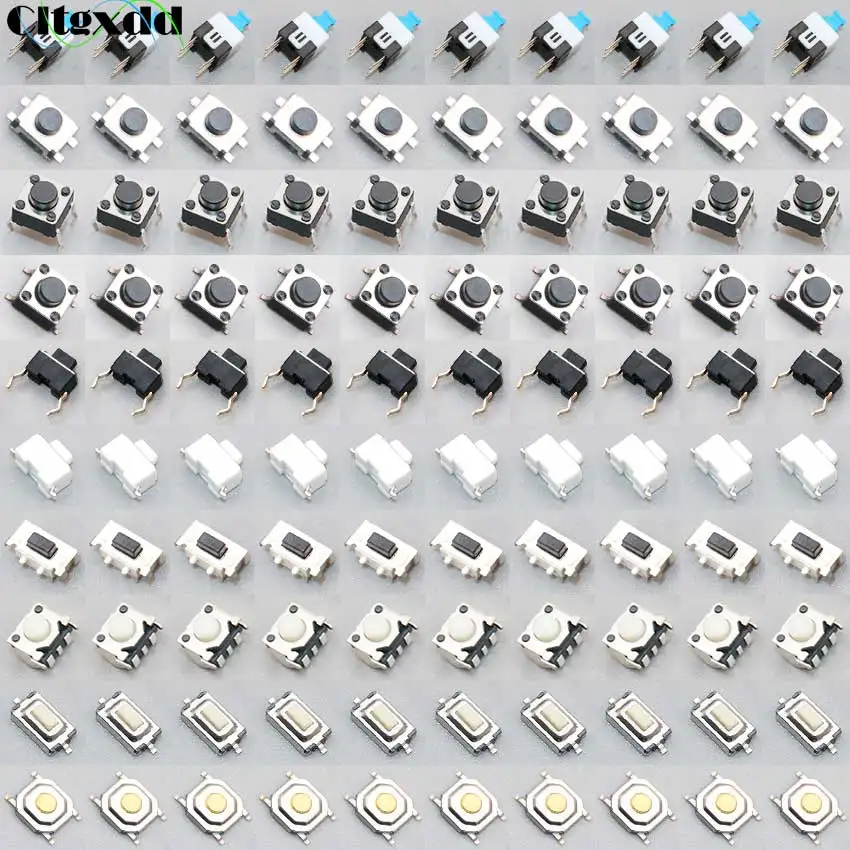 Cltgxdd Micro Switch 100PCS/lot 10Types Assorted Push Button Tact Switches Reset Mini Leaf Switch SMD DIP Diy Kit afbeelding