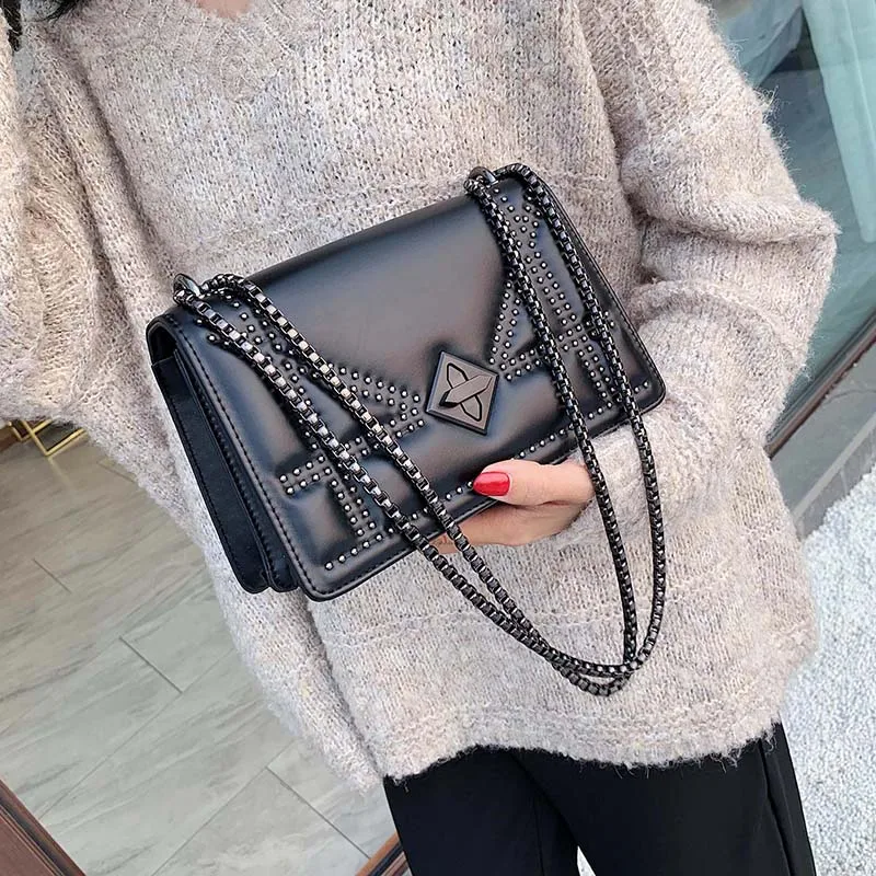 

RAVIDINO Small Rivets PU Leather Crossbody Bags For Women 2020 Quality Lady Shoulder Messenger Bag Female Luxury Chain Handbags