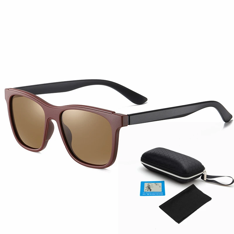 NYWOOH, мужские солнцезащитные очки, классические, брендовые, поляризационные, солнцезащитные очки, Ретро стиль, для путешествий, вождения, очки, UV400 - Цвет линз: Коричневый