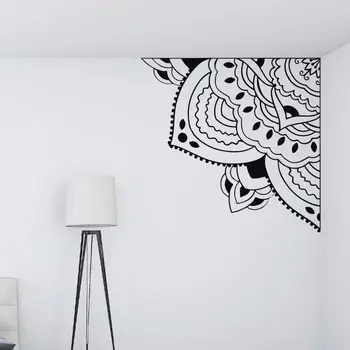 

Corner Mandala Flower Vinyl Wall Sticker Door Window Decor Quarter Mandala Meditation Vinyl Wall Art Decal Female Gift