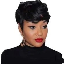 

Human Hair Wig Short Curly Pixie Cut Short Bob Natural Straight Women Sexy Lady Capless wigs