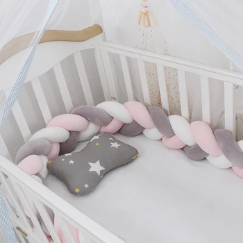 

2M Length Nodic Knot Newborn Bumper Long Knotted Braid Pillow Baby Bed Bumper in the Crib Infant Room Decor