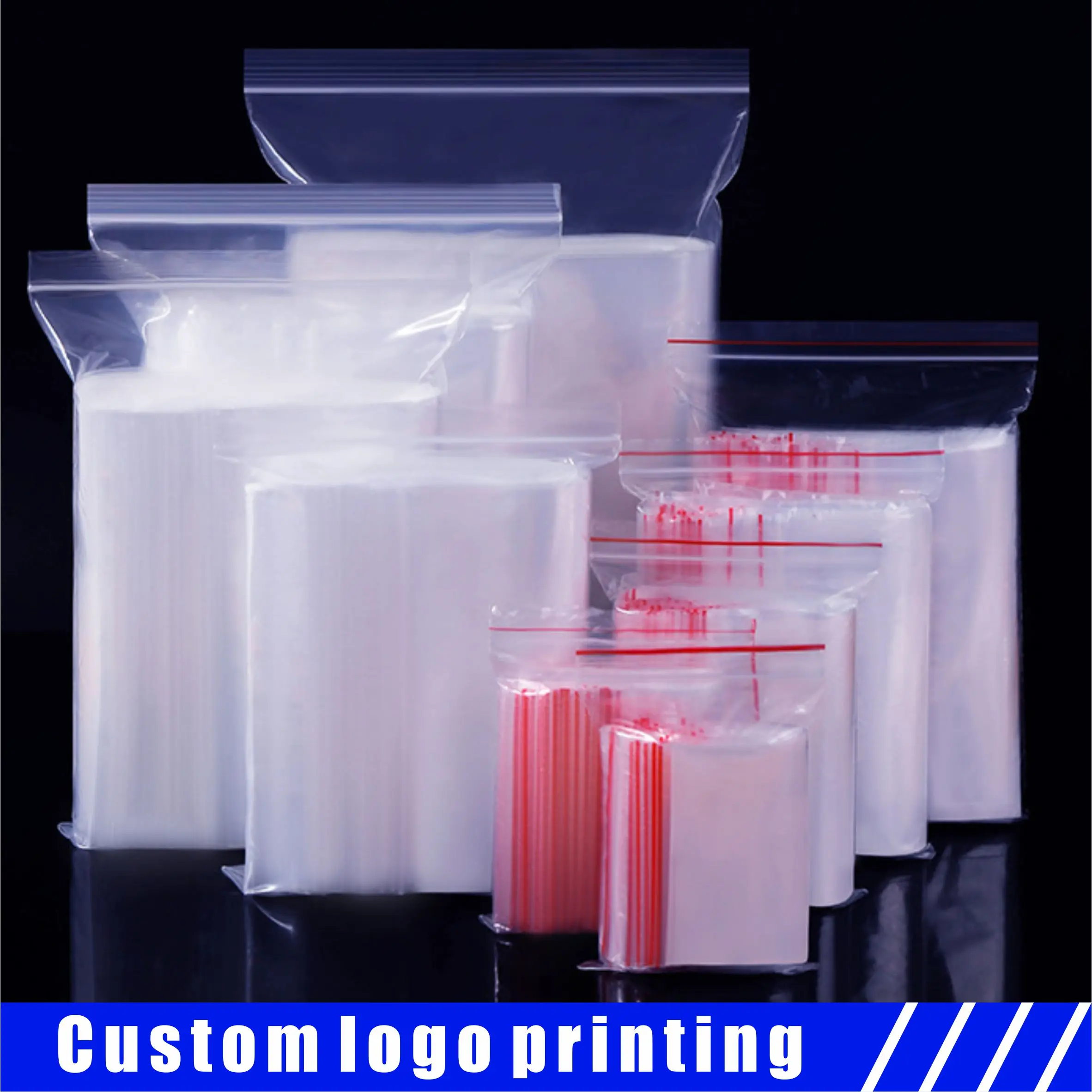 

Logo printing custom transparent plastic zipper lock bag zipper transparent fruit snack self-sealing food storage packaging