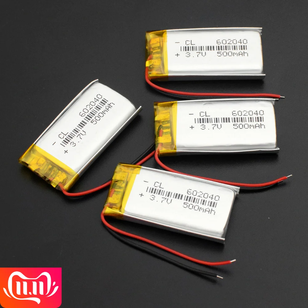 

1/2/4x 2019 New Arrival Hot High Quality 602040 3.7v 500mAh High Capacity Rechargeable Lithium Li-po Li-polymer Li Ion Battery