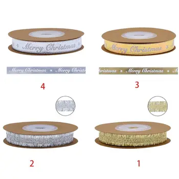 

Metallic Tassels Merry Christmas Letters Ribbon for DIY Gift Wrapping Decoration A2UA