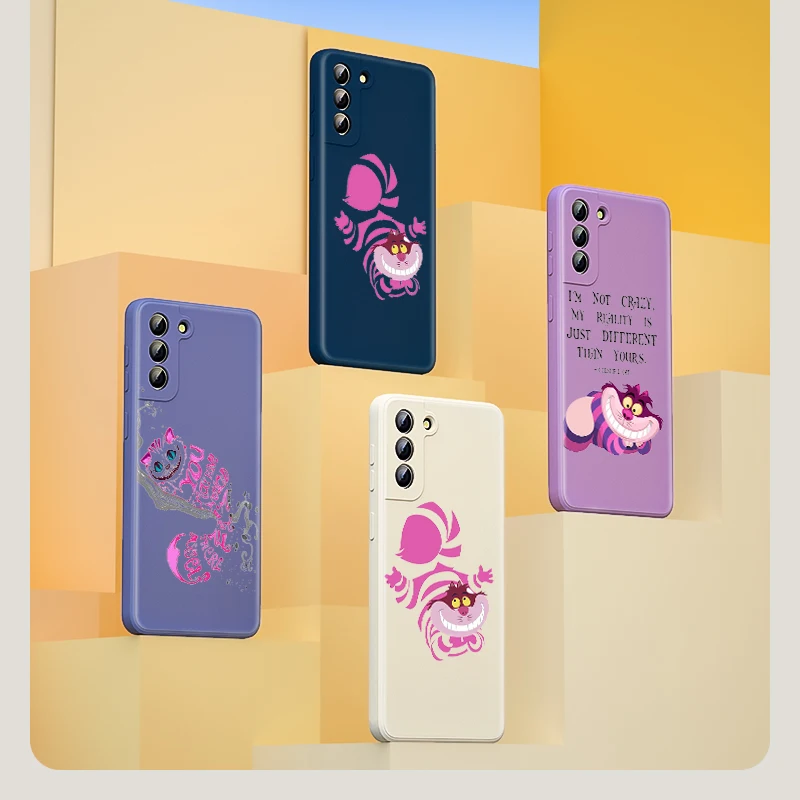 Cheshire Cat Alice in Wonderland Liquid Silicone Soft Phone Case For Samsung Note 20 10 S21 S20 FE S10 Ultra Plus Lite Pro 5G | Мобильные