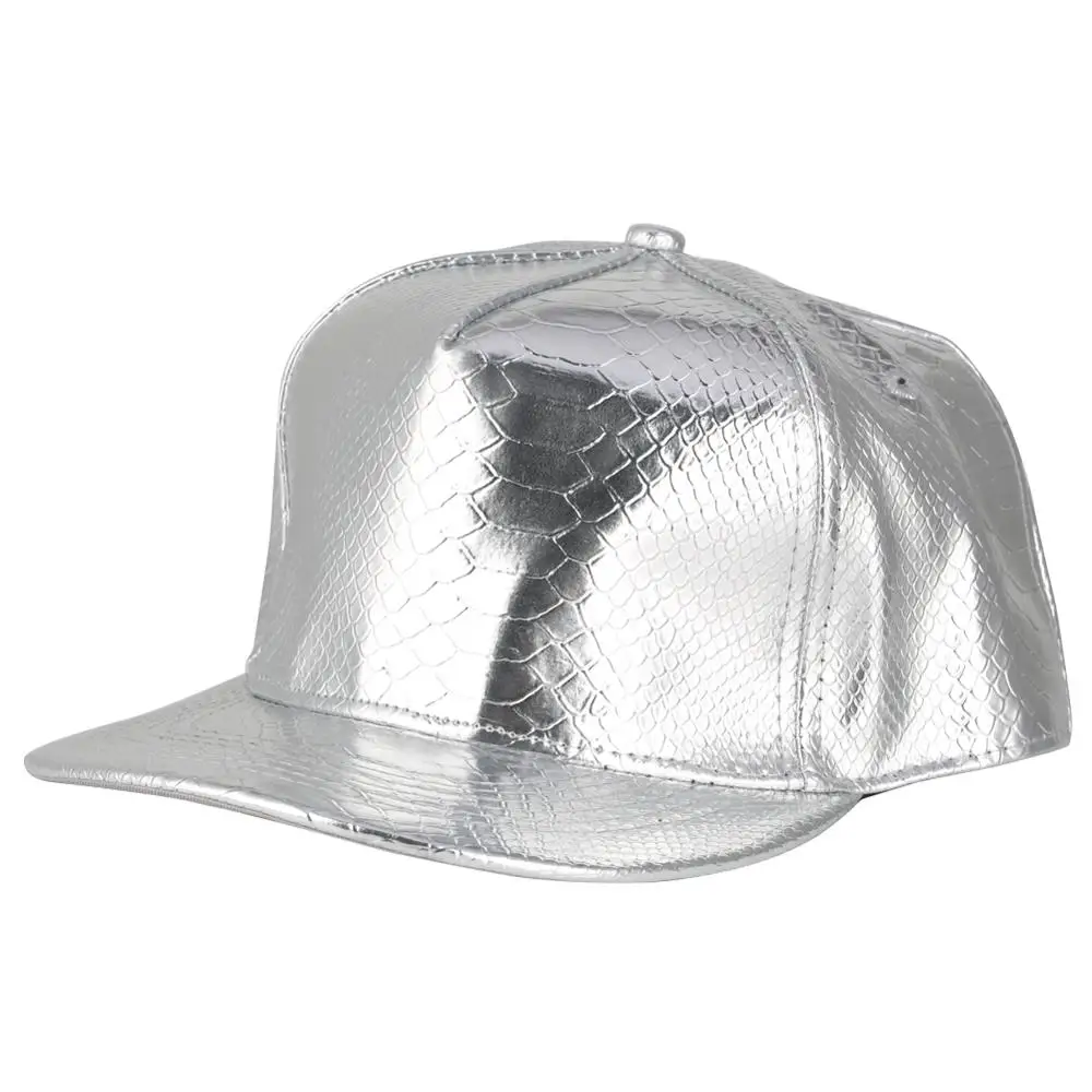 

K Pop Caps Man Summer Silver Snakeskin Pu Leather Hip Hop Flat Basketball Hat Women Kids Casquettes Sport Baseball Caps Outdoor