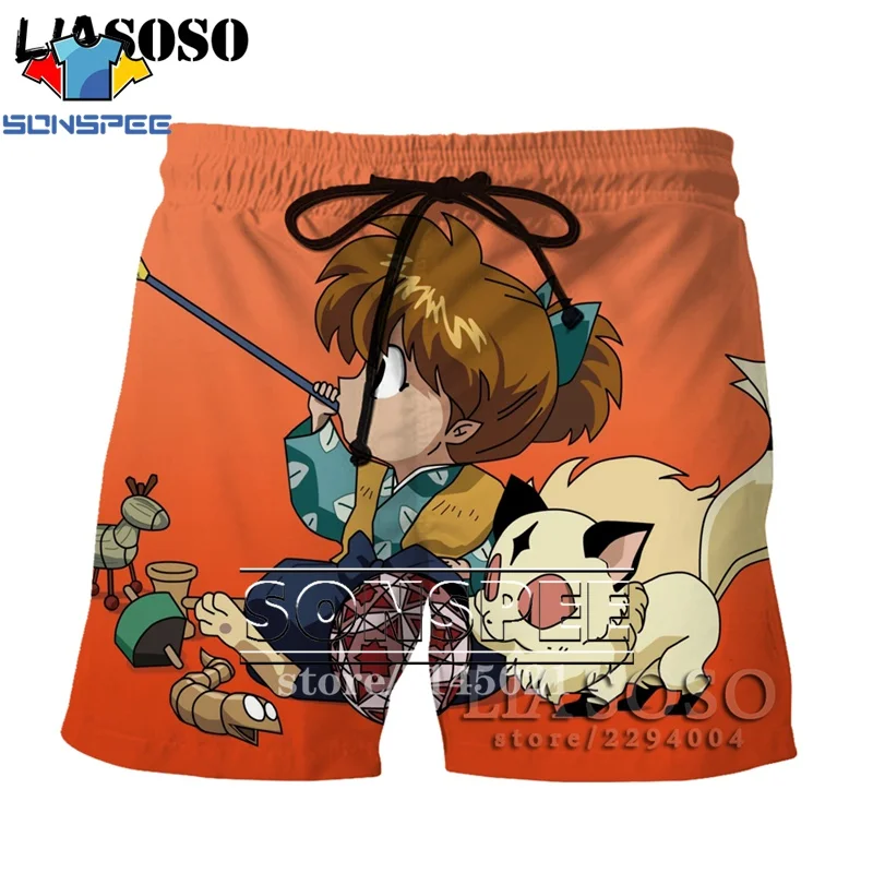 SONSPEE, 3D принт, аниме, Inuyasha, мужские, женские, дышащие, пляжные шорты, летние, для фитнеса, штаны, повседневный стиль, качественная спортивная одежда, D08 - Цвет: Темно-серый
