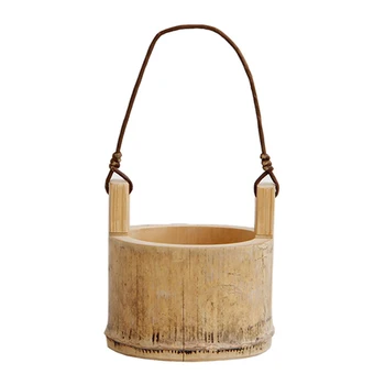 

Plant Basket Holder Home Decor Hanging Flower Pot Natural Bamboo Wedding Vertical Wall Mounted Office Garden Cultivating Storage