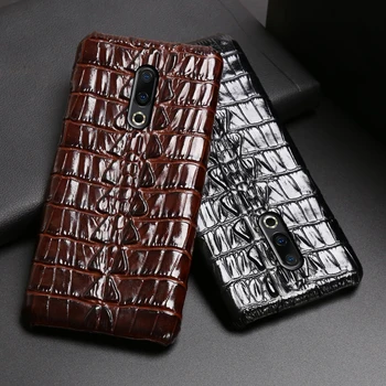 

Genuine Leather Phone Case For Meizu 16th Plus 16 16X 17 Pro 7 Plus X8 Cases Luruxy Cowhide Crocodile Tail Texture Back Cover
