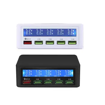

5-Port USB Mobile Phone Charger Fast Charge QC3.0 Lcd Screen Digital Display Multi-Function Charger High Power