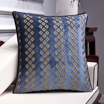 

3D Cut Pile Blue Pillow Cushion Cover Housse De Coussin Christmas Decorations For Home Decorative Pillows Luxury Plaid Cushions