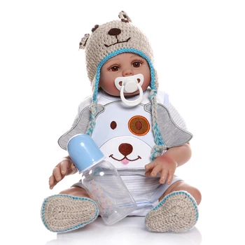 

Infant Baby Care Accessaries Supplies Lifelike Silicone Reborn Baby Doll Girls Boys Toddlers Gifts with Blue Dress