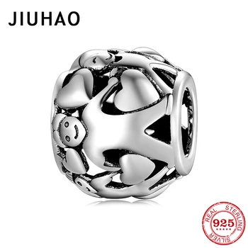 

Fashion 925 Sterling Silver happy life family Round Shape bead Fit Original JIUHAO Bracelets Women DIY Jewelry Gift