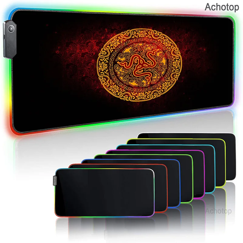 Razer Gaming Computer Mousepad RGB Large Mouse Pad Gamer XXL Mouse Carpet PC Desk Play Mat with LED Backlit DIY Anime Mouse Mat