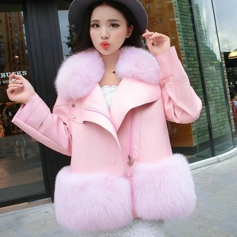 pink Новинка, Женское зимнее теплое утолщенное пальто из искусственного меха, женские короткие пушистые меховые куртки для улицы A88 - Цвет: pink
