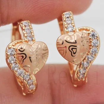 

Bu-173 Earrings Gold Filled Chic HoneyBees Teardrop Zircon Hoop Earrings For Women Heart Shape Jewelry For Woman Girl Gift