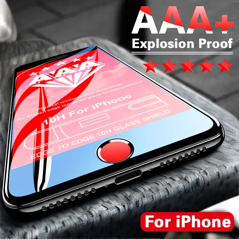 AAA+ Полное покрытие из закаленного стекла для iphone 7 Plus 6 6S 8 Защитная пленка для экрана для iphone 11 Pro X XS MAX XR