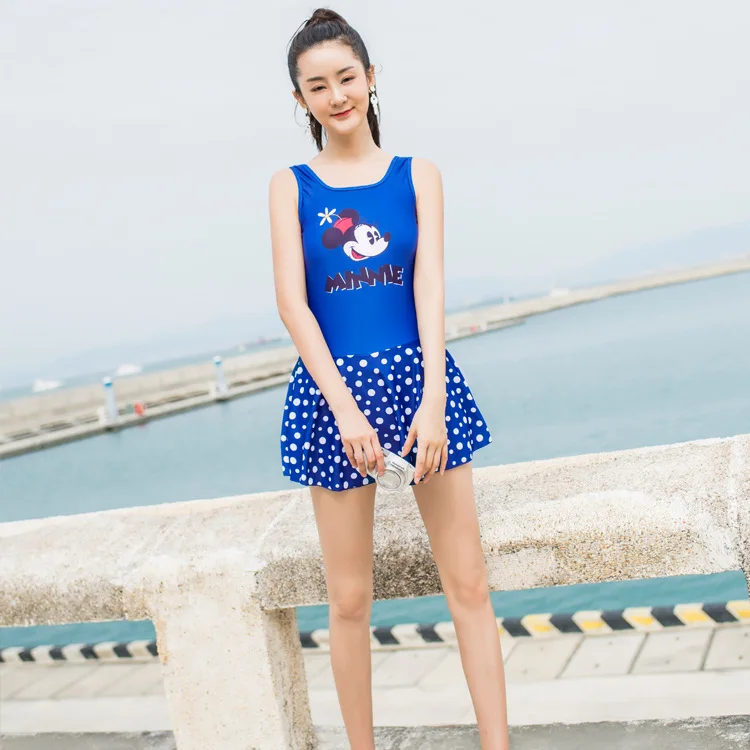 

Disney Bathing Suit Women's Conservative Adult Belly Covering Slimming Dress-Swimwear Hot Springs Tour Bathing Suit New Style