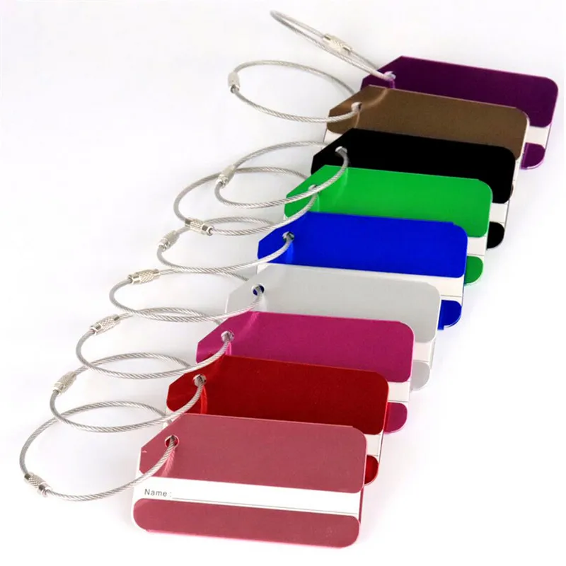 

New Aluminum Luggage Tag ID Funky Travel Bagages Metal Label Straps Solid Color Simple Luggage Suitcase Tags Travel Accessories