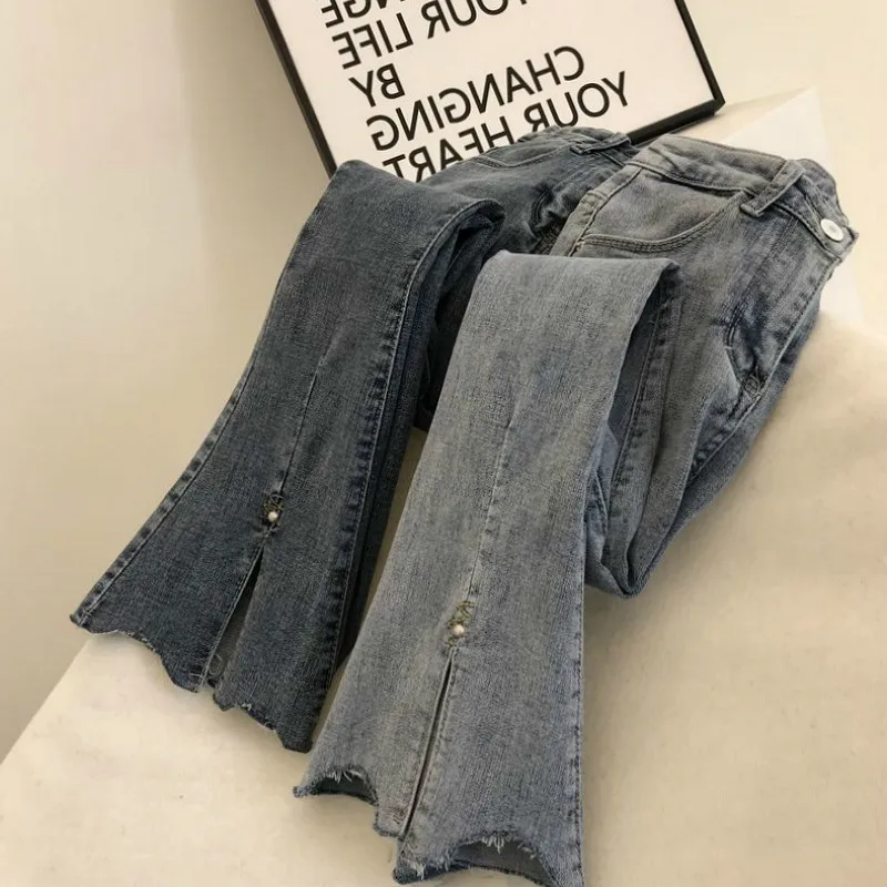 High Waist Female Flare Boyfriend Jeans For Women Plus Size Streetwear Stretch Denim Pant Fat Mom Jeans Skinny Jeans Woman - Цвет: Light blue