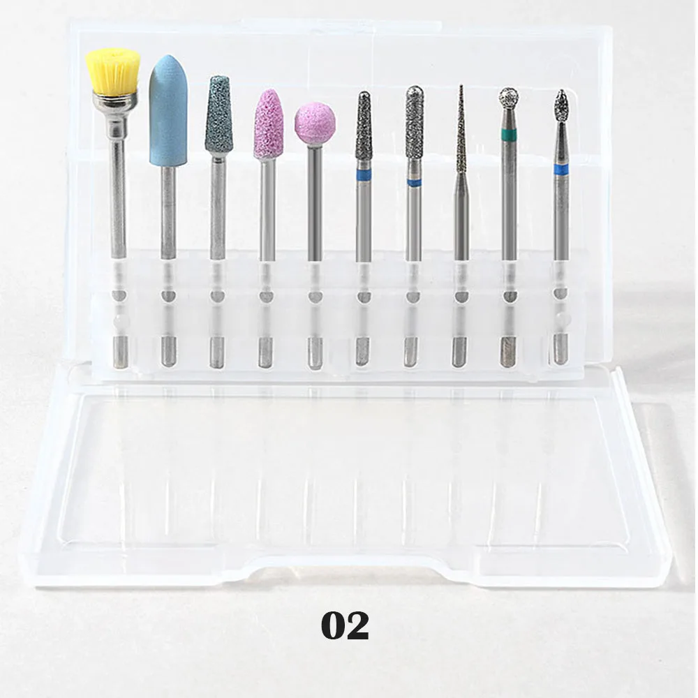 10pcs /box Functional Nail Polishing Grinding Head Kits clean foot cuticle Nail Machine Nail Polishing Tool