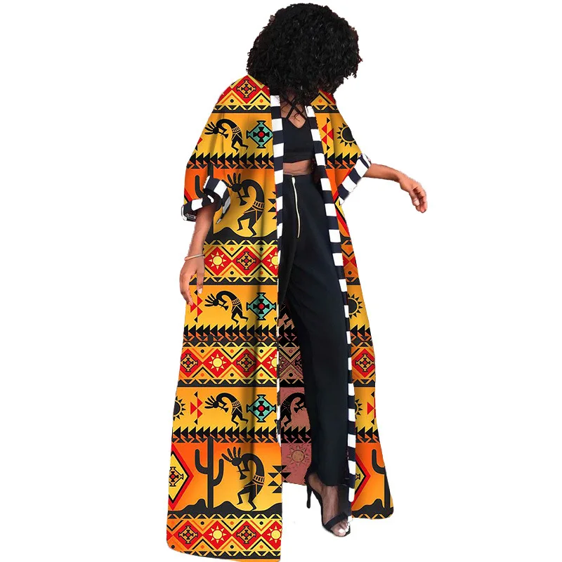 Africa Clothes For Women Dashiki Autumn Winter African Women Printing Long Shirt Cardigan Coat Dress African Dresses african dress african style t shirt