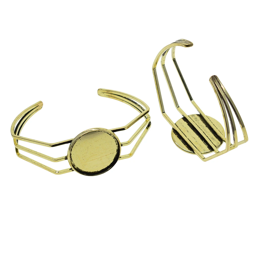 High Quality 25mm Copper Plated Bangle Base Bracelet Blank Findings Tray Bezel Setting Cabochon Cameo DIY Woman Fashion Jewelry