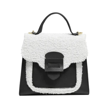 

2020 Fashion Trend Women's Crossbody Bags Lightweight Plush PU Leather Shoulder Handbags Color Block Daily Small Purse Satchel