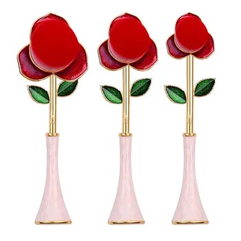 

3pcs Rose Makeup Brushes Cosmetic Brushes Set Comb for Foundation Powder Blush Concealers Eye Shadows Kit NShopping
