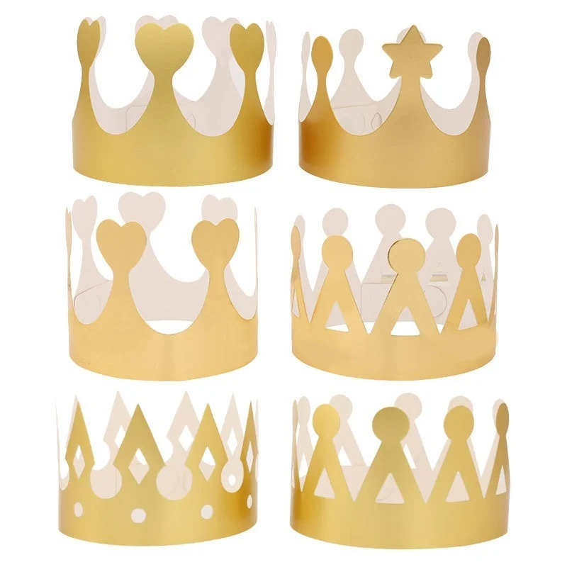 SOTOGO 30 Count Golden King Crowns Gold Party Crown Foil Paper Hat Cap for Birthday Celebration Baby Shower Photo Props and Party Supplies,3 Kinds